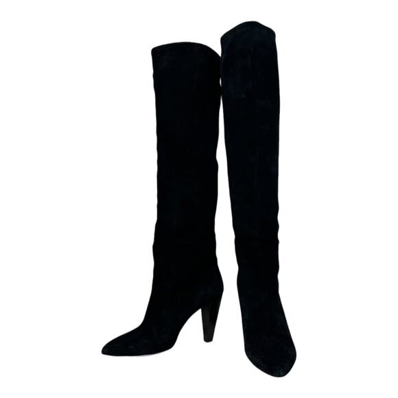 & Other Stories black suede tall heel pull on boots size 9 - Picture 1 of 13